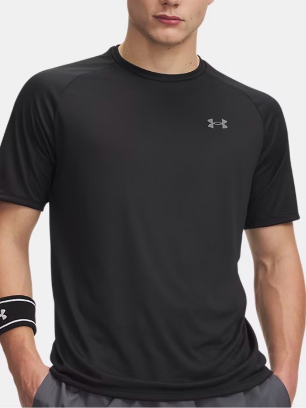 Under Armour Black Short-Sleeve Performance Tee with White Logo